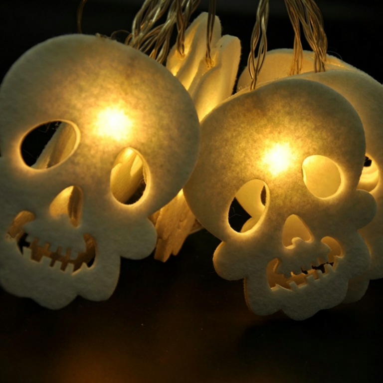 Wholesale Battery Skull Shaped Warm White LED – YZ-80075 - Halloween Lights