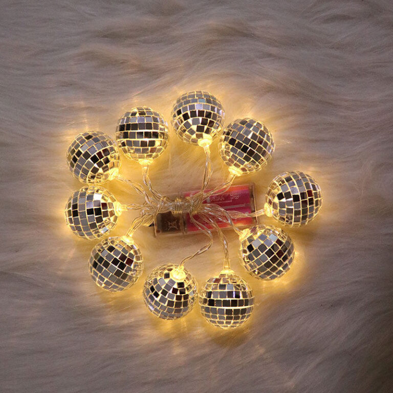 Großhandel LED-String BO 10LED Spiegelkugel Weiß – YZ-90022 - LED Lichterketten